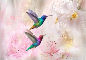 pol-161956839 ΑΥΤΟΚΟΛΛΗΤΗ ΦΩΤΟΤΑΠΕΤΣΑΡΙΑ - COLOURFUL HUMMINGBIRDS (PINK) - 392X280
