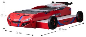 pol-163060689 ΠΑΙΔΙΚΟ ΚΡΕΒΑΤΙ TURBO GT DUO-ΚΟΚΚΙΝΟ