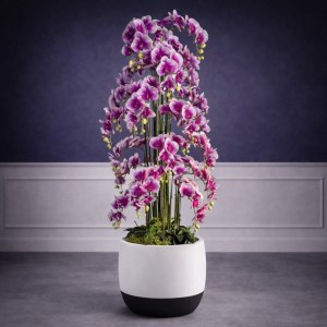 sg-0721-6 SUPERGREENS ΤΕΧΝΗΤΟ ΦΥΤΟ ΟΡΧΙΔΕΑ ″PHALAENOPSIS″ REAL TOUCH ΜΕ MOSS ΒΑΣΗ ΜΩΒ 180 ΕΚ.