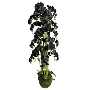 sg-1721-6 SUPERGREENS ΤΕΧΝΗΤΟ ΦΥΤΟ ΟΡΧΙΔΕΑ ″PHALAENOPSIS″ REAL TOUCH ΜΕ MOSS ΒΑΣΗ ΜΑΥΡΟ 180 ΕΚ.