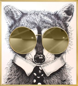 sg-4710-5 SUPERGREENS ΠΙΝΑΚΑΣ ″RACOON THUG LIFE″ ΜΕ XΡΥΣΟ ΚΑΘΡΕΦΤΗ MDF/ΚΑΜΒΑΣ 118X130 ΕΚ.