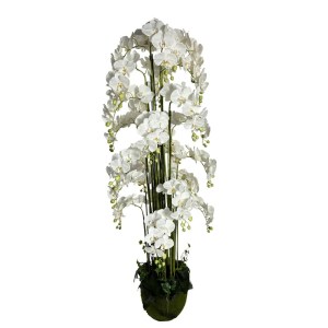 sg-8621-6 SUPERGREENS ΤΕΧΝΗΤΟ ΦΥΤΟ ΟΡΧΙΔΕΑ ″PHALAENOPSIS″ REAL TOUCH ΜΕ MOSS ΒΑΣΗ ΛΕΥΚΟ 180 ΕΚ.