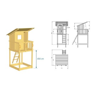 shw-008.001.003.001-1,50-2-8351 ΞΥΛΙΝΟΣ ΠΥΡΓΟΣ BEACH HUT ΜΕ ΠΡΟΕΚΤΑΣΗ ΠΥΡΓΟΣ BEACH HUT ΜΕ ΥΨΟΣ ΤΣΟΥΛΗΘΡΑΣ 150ΕΚ. ΚΑΙ ΠΡΟΕΚΤΑΣΗ