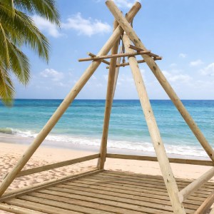 shw-10-99024-23766 ΞΥΛΙΝΗ ΣΚΗΝΗ ΠΑΡΑΛΙΑΣ ΜΕ ΚΡΕΒΑΤΙ