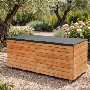 shw-60644-23982 ΞΥΛΙΝΟ ΜΠΑΟΥΛΟ ΑΠΟΘΗΚΕΥΣΗΣ ΚΗΠΟΥ ΜΕ ΤΡΟΧΟΥΣ 136X71X83 CM