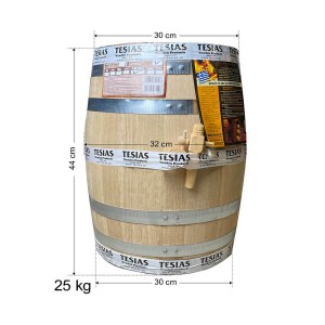 tesias-0725-0725-00 ΒΑΡΕΛΙ ΚΡΑΣΙΟΥ-ΤΣΙΠΟΥΡΟΥ ΓΑΛΛΙΚΗ ΔΡΥΣ ΞΥΛΙΝΟ - 25LT-TESIAS GROUP