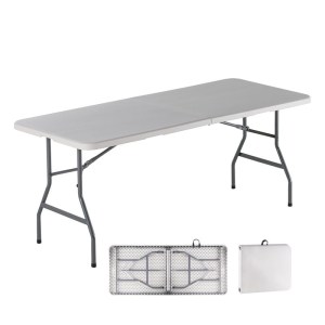 woo-110179 BLOW-R ΤΡΑΠΕΖΙ ΣΥΝΕΔΡΙΟΥ - CATERING ΠΤΥΣΣΟΜΕΝΟ (ΒΑΛΙΤΣΑ), ΜΕΤΑΛΛΟ ΓΚΡΙ, HDPE ΑΣΠΡΟ 40MM