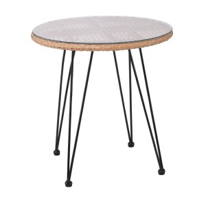 woo-114832 SALSA ΤΡΑΠΕΖΙ ΜΕΤΑΛΛΟ ΒΑΦΗ ΜΑΥΡΟ, WICKER ΦΥΣΙΚΟ