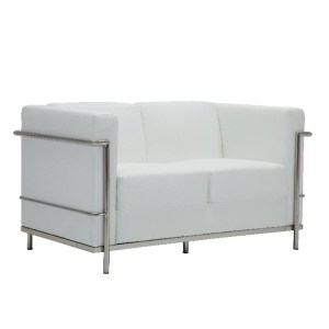 woo-114941 GENOVA ΚΑΝΑΠΕΣ ΣΑΛΟΝΙΟΥ ΚΑΘΙΣΤΙΚΟΥ 2ΘΕΣΙΟΣ, INOX - PU ΑΣΠΡΟ