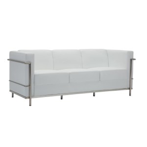 woo-114942 GENOVA ΚΑΝΑΠΕΣ ΣΑΛΟΝΙΟΥ ΚΑΘΙΣΤΙΚΟΥ 3ΘΕΣΙΟΣ, INOX PU ΑΣΠΡΟ