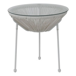 woo-116190 ACAPULCO ΤΡΑΠΕΖΑΚΙ ΜΕΤΑΛΛΟ ΒΑΦΗ ΑΣΠΡΟ, RATTAN ΑΣΠΡΟ