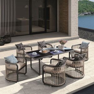 woo-116871 CITY DINING SET ΤΡΑΠΕΖΑΡΙΑ ΚΗΠΟΥ ΒΕΡΑΝΤΑΣ: ΤΡΑΠΕΖΙ + 6 ΠΟΛΥΘΡΟΝΕΣ ALU ΑΝΘΡΑΚΙ - ΜΠΕΖ