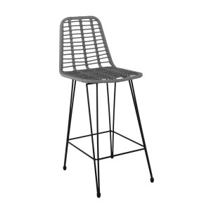 woo-117734 SALSA ΣΚΑΜΠΟ BAR-PRO ΜΕ ΠΛΑΤΗ, ΜΕΤΑΛΛΟ ΒΑΦΗ ΜΑΥΡΟ, WICKER ΓΚΡΙ