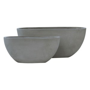 woo-121468 FLOWER POT-4  SET 2 ΤΕΜΑΧΙΩΝ CEMENT GREY