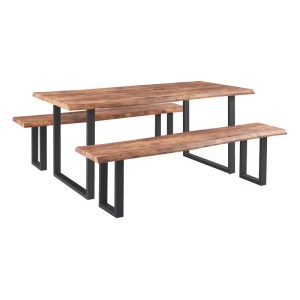 woo-121543 LIZARD 3D PAPER SET : ΤΡΑΠΕΖΙ 180X90CM + 2 ΠΑΓΚΟΙ ΜΕΤΑΛΛΟ ΒΑΦΗ ΜΑΥΡΟ / DARK ACACIA