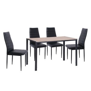 woo-121824 JETTA-GABO ΤΡΑΠΕΖΑΡΙΑ ΚΟΥΖΙΝΑΣ ΜΕΤΑΛΛΟ ΒΑΦΗ ΜΑΥΡΟ, ΤΡΑΠΕΖΙ SONOMA + 4 ΚΑΡΕΚΛΕΣ PVC ΜΑΥΡΟ