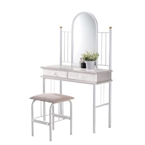 woo-121826 FLORA SET ΤΟΥΑΛΕΤΑ ΜΕ ΚΑΘΡΕΠΤΗ + ΣΚΑΜΠΟ 2 ΣΥΡΤΑΡΙΑ - ΜΕΤΑΛΛΟ ΒΑΦΗ ΑΣΠΡΟ - ΞΥΛΟ ΑΣΠΡΟ