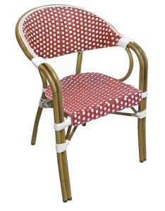 woo-122808 VEGERA ΠΟΛΥΘΡΟΝΑ DINING ΑΛΟΥΜΙΝΙΟ ΦΥΣΙΚΟ, WICKER ΑΣΠΡΟ - ΚΟΚΚΙΝΟ, ΣΤΟΙΒΑΖΟΜΕΝΗ