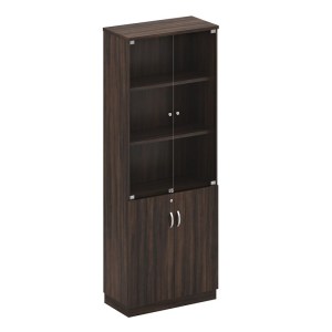 woo-123125 ΒΙΒΛΙΟΘΗΚΗ ΓΡΑΦΕΙΟΥ ΜΕ ΠΟΡΤΕΣ ΓΥΑΛΙΝΕΣ, ΝΤΟΥΛΑΠΙ ΔΙΦΥΛΛΟ ΑΠΟΧΡΩΣΗ ΣΚΟΥΡΟ ΚΑΡΥΔΙ