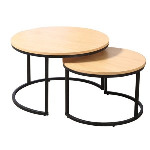 woo-123390 BOZZI SET-2 ΤΡΑΠΕΖΑΚΙΑ ΣΑΛΟΝΙΟΥ-ΚΑΘΙΣΤΙΚΟΥ, ΜΕΤΑΛΛΟ ΒΑΦΗ ΜΑΥΡΟ, ΑΠΟΧΡΩΣΗ ΦΥΣΙΚΟ