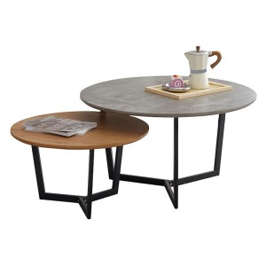 woo-123392 TEDDY SET-2 ΤΡΑΠΕΖΑΚΙΑ ΣΑΛΟΝΙΟΥ-ΚΑΘΙΣΤΙΚΟΥ, ΜΕΤΑΛΛΟ ΜΑΥΡΟ,ΑΠΟΧΡΩΣΗ ΚΑΡΥΔΙ & CEMENT