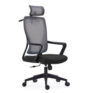 woo-123403 BF3850 ΠΟΛΥΘΡΟΝΑ ΓΡΑΦΕΙΟΥ ΔΙΕΥΘΥΝΤΗ, MESH ΓΚΡΙ, ΥΦΑΣΜΑ ΜΑΥΡΟ