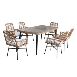 woo-123559 SALSA ΤΡΑΠΕΖΑΡΙΑ ΚΗΠΟΥ:ΜΕΤΑΛΛΟ ΒΑΦΗ ΜΑΥΡΟ, WICKER ΦΥΣΙΚΟ: 6 ΠΟΛΥΘΡΟΝΕΣ+ΤΡΑΠΕΖΙ, ΜΑΞ.ΑΣΠΡΟ