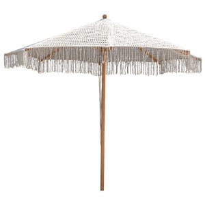 woo-123775 ΟΜΠΡΕΛΑ ΞΥΛΙΝΗ - ΟΞΙΑ 300X300CM, ΠΛΕΚΤΟ ΜΑΚΡΑΜΕ ΜΠΕΖ