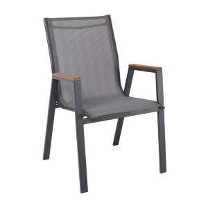 woo-124040 VIRNA ΠΟΛΥΘΡΟΝΑ ΚΗΠΟΥ ΒΕΡΑΝΤΑΣ, ΜΕΤΑΛΛΟ ΒΑΦΗ ΑΝΘΡΑΚΙ TEXTILENE ΓΚΡΙ,POLYWOOD ΦΥΣΙΚΟ