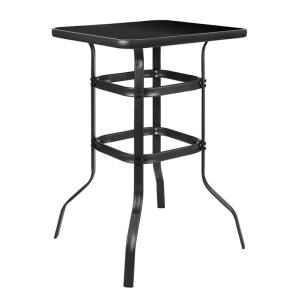 woo-124050 RIO ΤΡΑΠΕΖΙ BAR, ΜΕΤΑΛΛΟ ΒΑΦΗ ΑΝΘΡΑΚΙ, ΓΥΑΛΙ ΜΑΥΡΟ