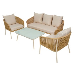 woo-124227 SALSA ROPE SET ΣΑΛΟΝΙ ΚΗΠΟΥ ALU, ΑΠΟΧΡΩΣΗ ΜΠΕΖ-ΕΚΡΟΥ: ΤΡΑΠΕΖΙ+2 ΘΕΣΙΟΣ+2 ΠΟΛΥΘΡΟΝΕΣ