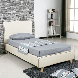 woo-124335 MORISSON ΚΡΕΒΑΤΙ ΜΟΝΟ, ΓΙΑ ΣΤΡΩΜΑ 90X190CM, ΥΦΑΣΜΑ ΕΚΡΟΥ