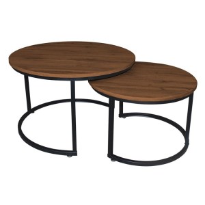 woo-124674 BOZZI SET-2 ΤΡΑΠΕΖΑΚΙΑ ΣΑΛΟΝΙΟΥ-ΚΑΘΙΣΤΙΚΟΥ, ΜΕΤΑΛΛΟ ΒΑΦΗ ΜΑΥΡΟ, ΑΠΟΧΡΩΣΗ ΚΑΡΥΔΙ