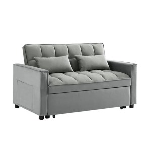 woo-125203 TEMPO ΚΑΝΑΠΕΣ - ΚΡΕΒΑΤΙ, ΜΕ ΑΝΑΚΛΙΣΗ ΠΛΑΤΗΣ, ΥΦΑΣΜΑ VELURE ΓΚΡΙ