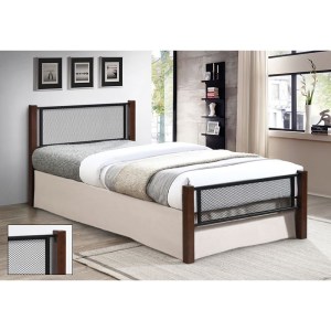 woo-125320 ΝΕΤ ΚΡΕΒΑΤΙ ΜΟΝΟ ΓΙΑ ΣΤΡΩΜΑ 90X190CM, ΜΕΤΑΛΛΟ ΒΑΦΗ ΜΑΥΡΟ, ΞΥΛΟ ΚΑΡΥΔΙ