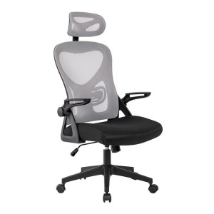 woo-125326 BF3050 ΠΟΛΥΘΡΟΝΑ ΓΡΑΦΕΙΟΥ- ΔΙΕΥΘΥΝΤΗ, MESH ΜΑΥΡΟ-ΓΚΡΙ, ΜΠΡΑΤΣΑ UP-DOWN