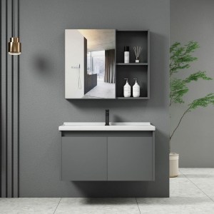 woo-125492 IDEA-1 SET ΕΠΙΠΛΟ ΚΡΕΜΑΣΤΟ ΜΠΑΝΙΟΥ ΓΚΡΙ, ΚΑΘΡΕΠΤΗΣ + ΠΑΓΚΟΣ ΜΕ ΝΙΠΤΗΡΑ ΚΑΙ ΜΠΑΤΑΡΙΑ