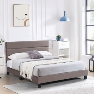 woo-125498 PRIMO ΚΡΕΒΑΤΙ ΔΙΠΛΟ ΓΙΑ ΣΤΡΩΜΑ 160X200CM, ΥΦΑΣΜΑ CAPPUCCINO, ΜΕ ΚΕΦΑΛΑΡΙ ΠΟΛΛΑΠΛΩΝ ΘΕΣΕΩΝ