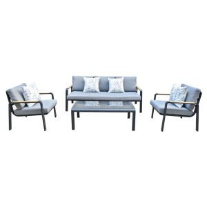 woo-125639 LATINO SET ΣΑΛΟΝΙ ΚΗΠΟΥ 4ΤΕΜ, ΑΛΟΥΜΙΝΙΟ ΜΑΥΡΟ, ΜΑΞΙΛΑΡΙΑ ΓΚΡΙ, ΓΥΑΛΙ ΜΑΥΡΟ