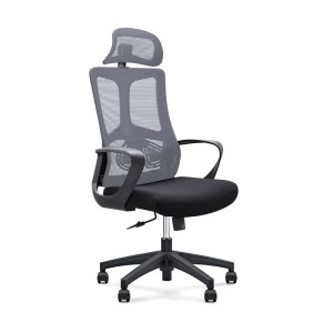 woo-125903 BF8600 ΠΟΛΥΘΡΟΝΑ ΓΡΑΦΕΙΟΥ ΔΙΕΥΘΥΝΤΗ, MESH ΓΚΡΙ, ΥΦΑΣΜΑ ΜΑΥΡΟ