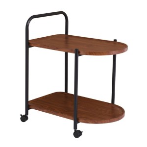 woo-126019 TROLLEY - ΒΟΗΘΗΤΙΚΟ ΤΡΑΠΕΖΑΚΙ ΜΕΤΑΛΛΟ ΒΑΦΗ ΜΑΥΡΟ, MDF WITH PVC ΑΠΟΧΡΩΣΗ ΚΑΡΥΔΙ