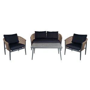 woo-126036 GASBA SET ΣΑΛΟΝΙ ΚΗΠΟΥ 4ΤΕΜ, ALU ΑΝΘΡΑΚΙ, ROPE WICKER ΦΥΣΙΚΟ, ΜΑΞΙΛΑΡΙΑ ΣΚΟΥΡΟ ΓΚΡΙ