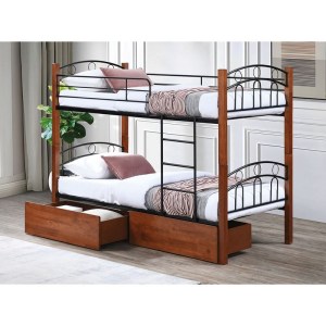 woo-126063 NORTON ΚΡΕΒΑΤΙ ΚΟΥΚΕΤΑ ΜΕ 2 ΣΥΡΤΑΡΙΑ, ΜΕΤΑΛΛΟ ΒΑΦΗ ΜΑΥΡΟ, ΞΥΛΟ ΚΑΡΥΔΙ