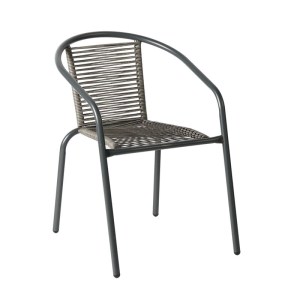 woo-126067 MIKA ΠΟΛΥΘΡΟΝΑ ΣΤΟΙΒΑΖΟΜΕΝΗ ΚΗΠΟΥ, ΜΕΤΑΛΛΟ ΒΑΦΗ ΑΝΘΡΑΚΙ, PE RATTAN ΓΚΡΙ