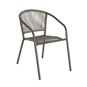 woo-126069 PATTY ΠΟΛΥΘΡΟΝΑ ΣΤΟΙΒΑΖΟΜΕΝΗ ΚΗΠΟΥ, ΜΕΤΑΛΛΟ ΒΑΦΗ ΑΝΘΡΑΚΙ, PE RATTAN ΓΚΡΙ
