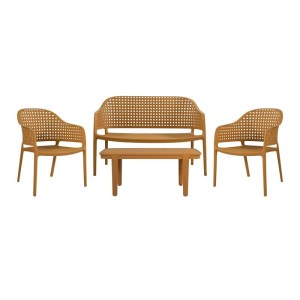 woo-126275 MALAGA SET ΣΑΛΟΝΙ ΚΗΠΟΥ PP-UV ΚΡΟΚΙ: ΚΑΝΑΠΕΣ + 2 ΠΟΛΥΘΡΟΝΕΣ + ΤΡΑΠΕΖΑΚΙ