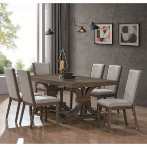 woo-126460 KING SET ΤΡΑΠΕΖΑΡΙΑ ΞΥΛΙΝΗ ΣΑΛΟΝΙΟΥ: ΤΡΑΠΕΖΙ+6 ΚΑΡΕΚΛΕΣ, ANTIQUE GREY WALNUT, ΥΦ.ΓΚΡΙ