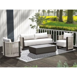 woo-126696 BOSTON LIVING SET ΣΑΛΟΝΙ ΚΑΘΙΣΤΙΚΟ ΚΗΠΟΥ - ΒΕΡΑΝΤΑΣ ALU ΑΝΘΡΑΚΙ - ΜΠΕΖ