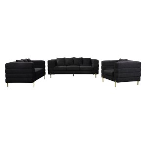 woo-126790 MORRIS SET ΣΑΛΟΝΙ - ΚΑΘΙΣΤΙΚΟ 3ΘΕΣΙΟΣ + 2ΘΕΣΙΟΣ + ΠΟΛΥΘΡΟΝΑ ΥΦΑΣΜΑ TEDDY ΜΑΥΡΟ