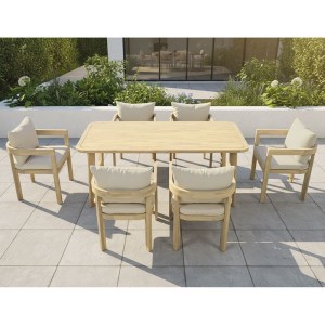 woo-126796 FLORIDA DINING SET ΤΡΑΠΕΖΑΡΙΑ ΚΗΠΟΥ ΒΕΡΑΝΤΑΣ (7Τ), ACACIA, ΜΑΞΙΛΑΡΙΑ ΜΠΕΖ